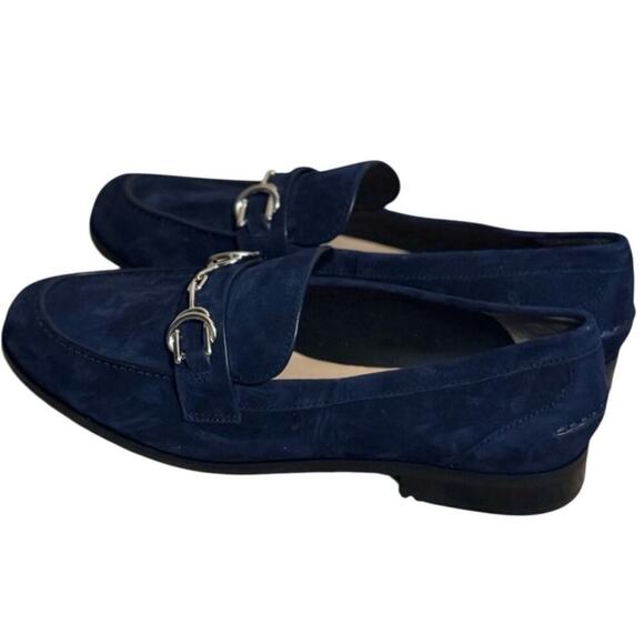 Stuart Weitzman Owen Buckle Loafers Suede Navy Blue Women’s Horsebit Size 9.5 - Picture 5 of 11
